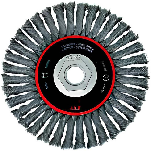 JAZ USA 48392B Wheel Brushes; Mount Type: Arbor Hole ; Wire Type: Crimped ; Outside Diameter (Inch): 4-1/2 ; Face Width (Inch): 3/16 ; Arbor Hole Thread Size: 5/8-11 ; Shank Diameter (Inch): 1/4