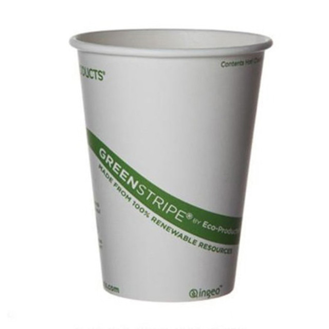 ECO-PRODUCTS, INC. Eco-Products EP-BHC10-GSPK  GreenStripe PLA Hot Cups, 10 Oz, 100% Recycled, White/Green, Pack Of 20 Cups