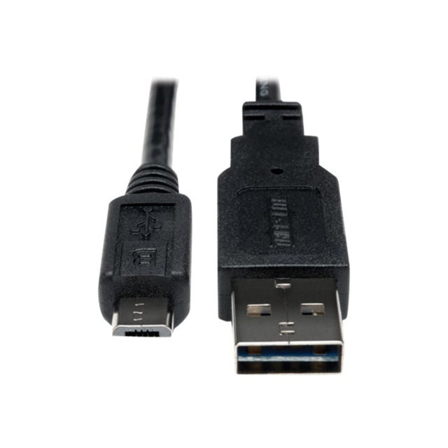 TRIPP LITE UR050-001 Eaton Tripp Lite Series Universal Reversible USB 2.0 Cable (Reversible A to 5Pin Micro B M/M), 1 ft. (0.31 m) - USB cable - Micro-USB Type B (M) to USB (M) - USB 2.0 - 1 ft - black