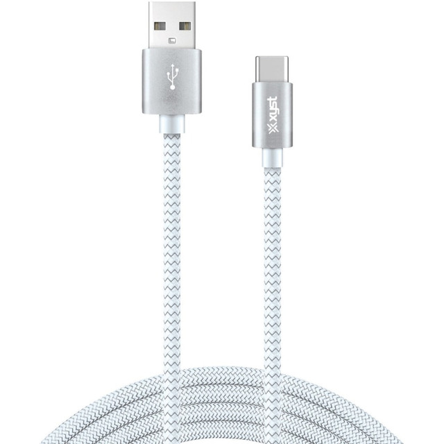 Braided cable design resists tangling, saving user time untangling ordinary round cables  Superior internal structural design capped by durable connector heads, resulting in much more durable cable than ordinary cables  White  10 ft. charge and sync USB to USB-C cable keeps compatible devices fully charged and synced