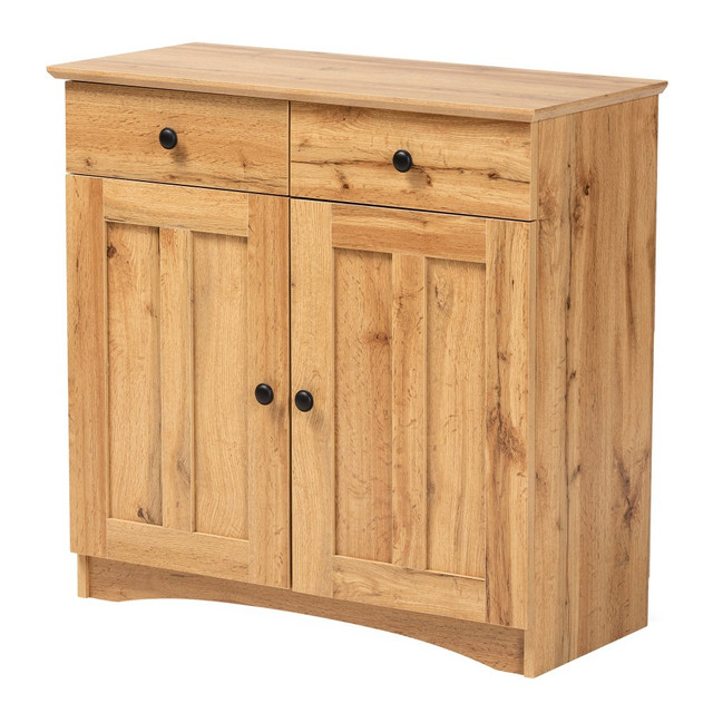 WHOLESALE INTERIORS, INC. 2721-11984 Baxton Studio Lauren 32inW 2-Door Buffet Kitchen Cabinet, Oak Brown WHOLESALE INTERIORS, INC. 2721-11984 Baxton Studio Lauren 32inW 2-Door Buffet Kitchen Cabinet, Oak Brown
