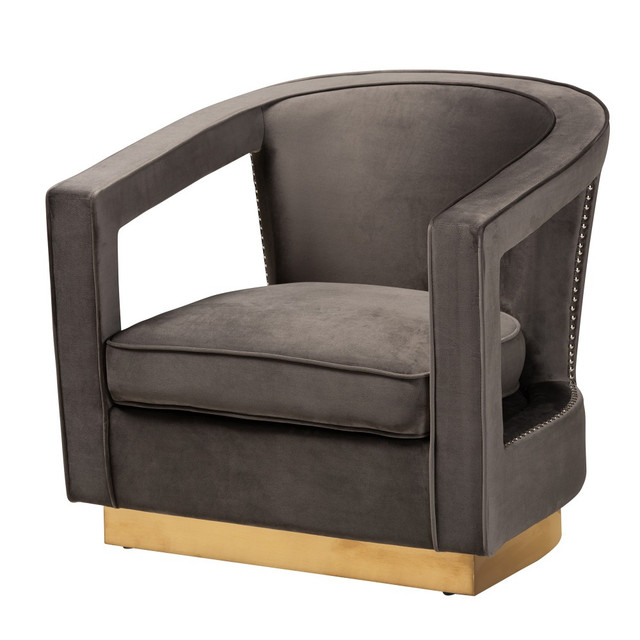 WHOLESALE INTERIORS, INC. 2721-11616 Baxton Studio Neville Armchair, Gray/Gold