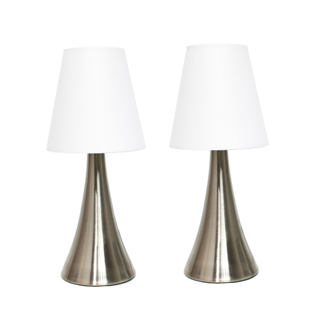 ALL THE RAGES INC LT2014-WHT-2PK Simple Designs Valencia Mini Table Lamps With Fabric Shades, 11 1/2inH, Set Of 2