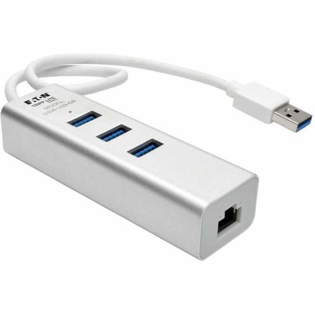 TRIPP LITE U336-U03-GB USB 3.0 SuperSpeed to Gigabit Ethernet NIC Network Adapter w/ 3 Port USB Hub - Network adapter - USB 3.0 - Gigabit Ethernet x 1 + USB 3.0 x 3 - silver TRIPP LITE U336-U03-GB USB 3.0 SuperSpeed to Gigabit Ethernet NIC Network Adapter w/ 3 Port USB Hub - Network adapter - USB 3.0 - Gigabit Ethernet x 1 + USB 3.0 x 3 - silver