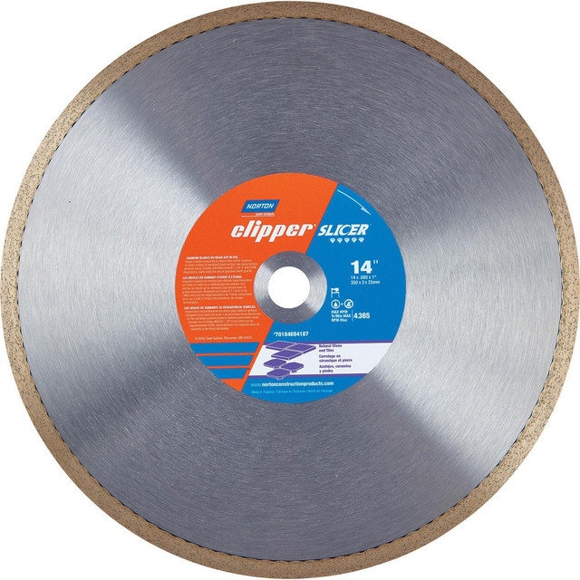 Norton 70184684187 Wet & Dry Cut Saw Blade: 14" Dia, 1" Arbor Hole, 0.08" Kerf Width, 1 Teeth