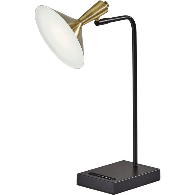 ADESSO INC Adesso 4262-01  Lucas LED Desk Lamp with USB Port, 21-3/4inH, Antique Brass Shade/Black Base