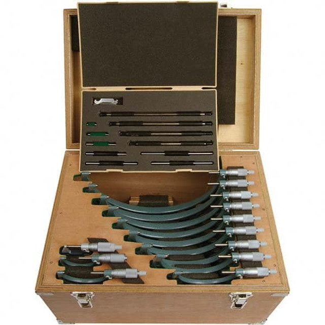 Mitutoyo 103-908-40CAL Mechanical Outside Micrometer Set: 12 Pc, 0 to 12" Measurement