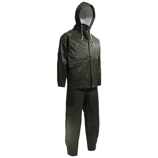 OnGuard 76018-3X Rain & Chemical Wear; Garment Style: Suit with Pants ; Size: 3X-Large ; Gender: Unisex ; Color: Green ; Material: PVC on Polyester ; Garment Type: General Purpose; Rain