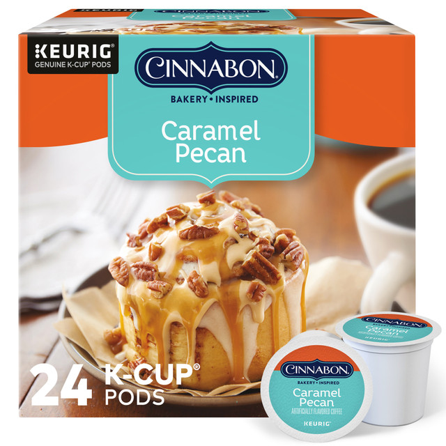 GREEN MOUNTAIN COFFEE ROASTERS, INC. 5000369043 Green Mountain Coffee Cinnabon Caramel Pecan K-Cup Pods, Light Roast, Box Of 24 Pods