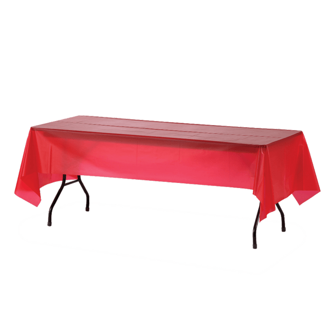 GENUINE JOE 10326  Plastic Table Covers, 54in x 108in, Red, Pack Of 6