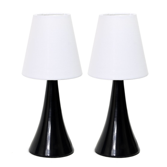 ALL THE RAGES INC LT2042-BLK-2PK Simple Designs Valencia Colors Mini Touch Table Lamps, 11-7/16inH, White Shade/Black Base, Set Of 2 Lamps