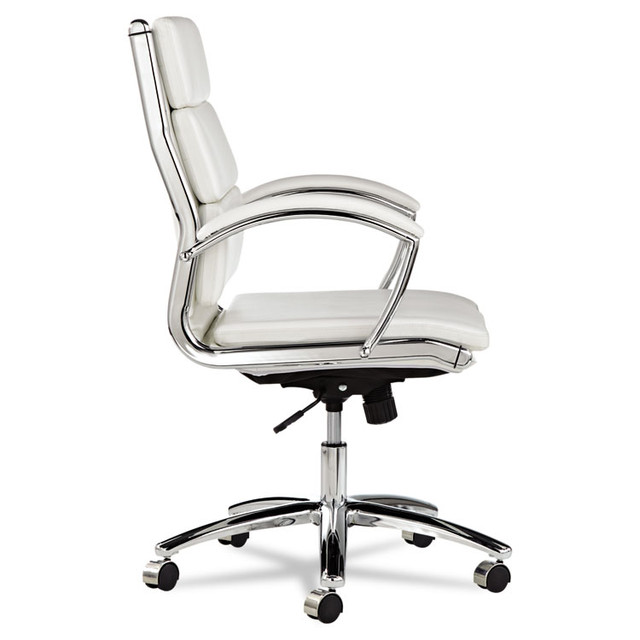 ALERA NR4206 Alera Neratoli Mid-Back Slim Profile Chair, Faux Leather, Up to 275 lb, 18.3" to 21.85" Seat Height, White Seat/Back, Chrome