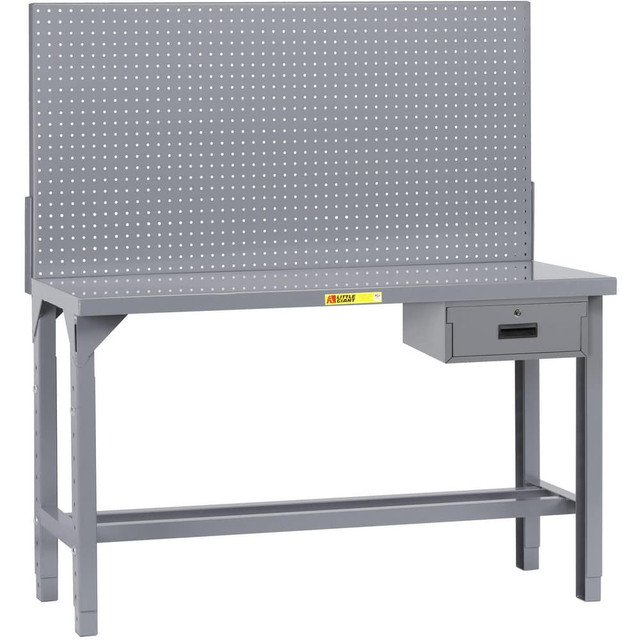 Little Giant. WST1-2448AHPBDR Stationary Work Benches, Tables; Bench Style: Heavy-Duty Use Workbench ; Edge Type: Square ; Leg Style: Adjustable Height ; Depth (Inch): 24 ; Color: Gray ; Maximum Height (Inch): 65