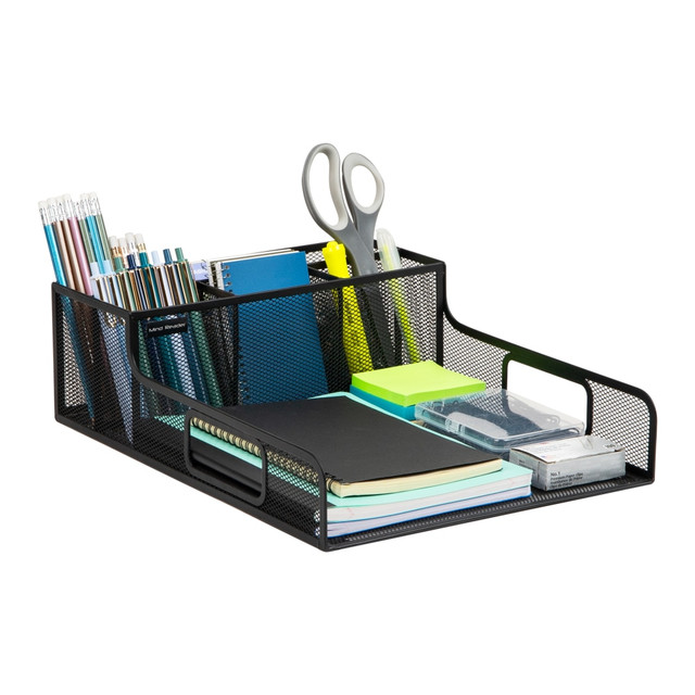 EMS MIND READER LLC PSNAMESH-BLK Mind Reader Utensil Napkin & Plate Holder, Silverware Organizer, 5-1/2inH x 14-3/4inW x 11-1/2inD, Black EMS MIND READER LLC PSNAMESH-BLK Mind Reader Utensil Napkin & Plate Holder, Silverware Organizer, 5-1/2inH x 14-3/4inW x 11-1/2inD, Black