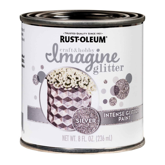 RUST-OLEUM CORPORATION 345699 Rust-Oleum Imagine Craft and Hobby Glitter Paint, 8 Oz, Silver, Pack Of 4 Cans RUST-OLEUM CORPORATION 345699 Rust-Oleum Imagine Craft and Hobby Glitter Paint, 8 Oz, Silver, Pack Of 4 Cans