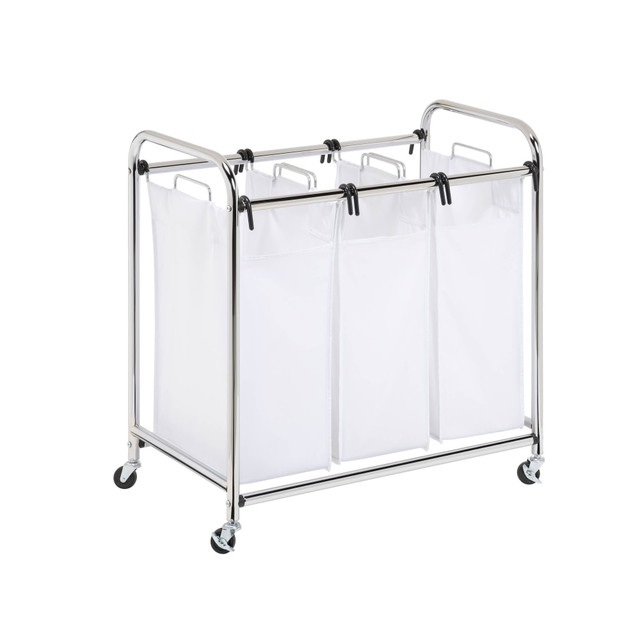 HONEY-CAN-DO INTERNATIONAL, LLC SRT-01235 Honey-Can-Do Heavy-Duty Triple Laundry Sorter, Extra Large Size, Chrome HONEY-CAN-DO INTERNATIONAL, LLC SRT-01235 Honey-Can-Do Heavy-Duty Triple Laundry Sorter, Extra Large Size, Chrome