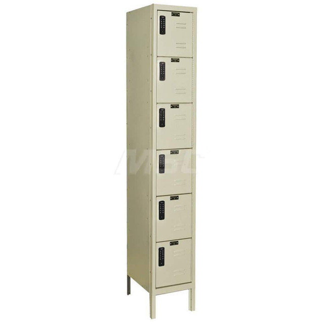 Hallowell UEL1288-6A-PT 1-Wide Locker: 12" Wide, 78" High, Electronic Lock