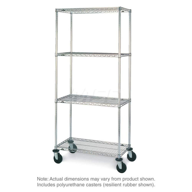 Metro N336EC Mobile Unit Wire Shelving: 4 Shelves