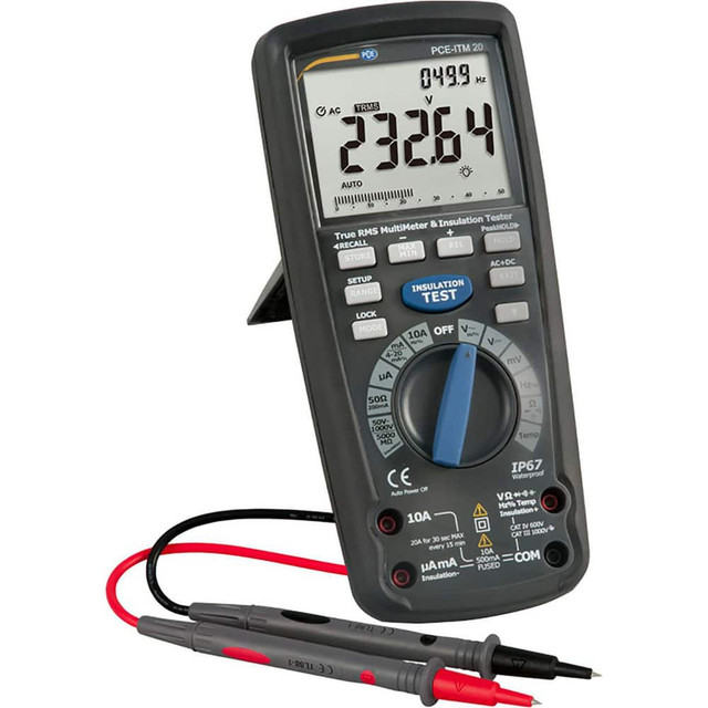 PCE Instruments PCE-ITM 20 Electrical Insulation Resistance Testers & Megohmmeters; Display Type: Digital LCD ; Power Supply: Battery Operated Megohmmeters ; Resistance Capacity (Megohm): 4000 ; Maximum Test Voltage: 1000V ; Amperage: 0.5000 ; Overal