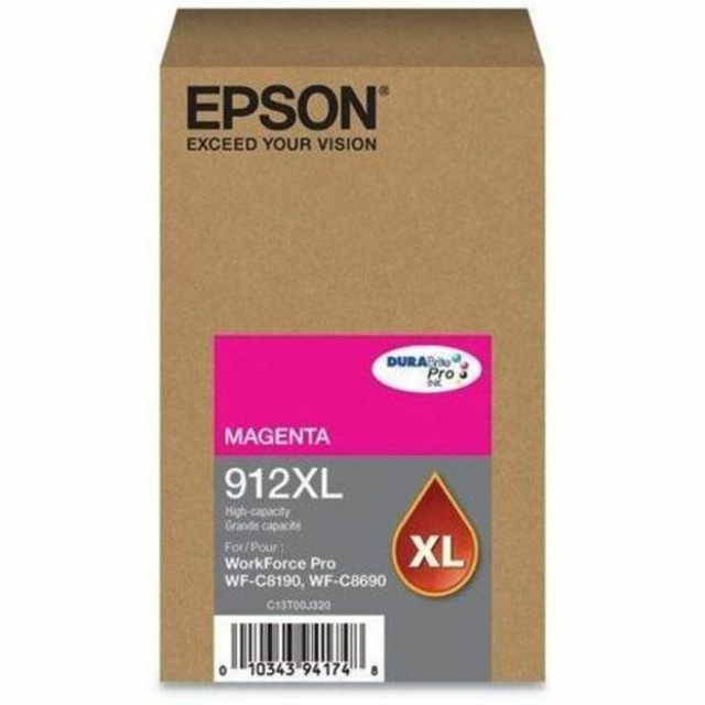 Compatible Epson models: WorkForce:  Pro WF-C8190,  Pro WF-C8690.  .    Inkjet cartridge delivers crisp, black text, vibrant, photo-quality color  Intended for profitability. High offers a high volume of prints from one set of cartridges.  Features Magenta print color for reliable, productive, and desired results with added usability  Delivers precise, sharp, and reliable printing with maximum usability  Helps Avoid Waste - Designed for extended use, helping reduce or eliminate material use and potentially save money.  Recycling solution - designed to encourage recycling, helping you divert materials from landfill.