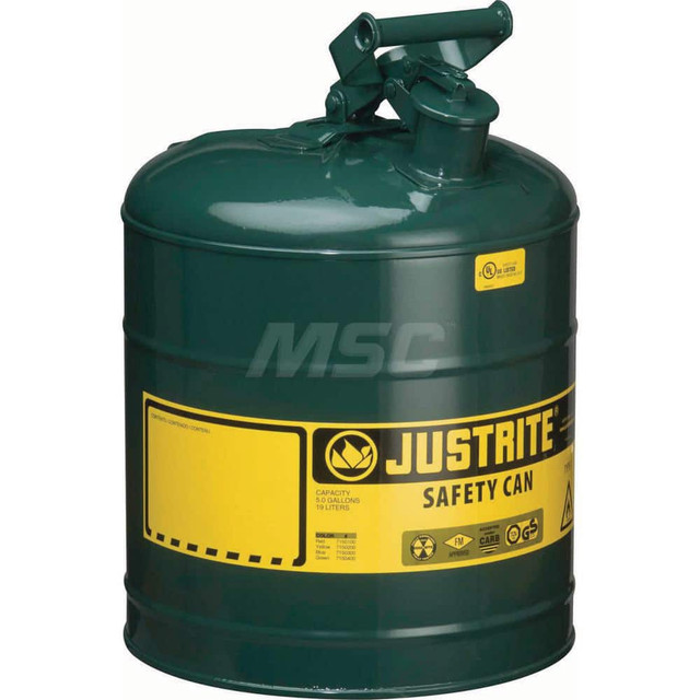 Justrite. 7150400 Safety Can: 5 gal, Steel