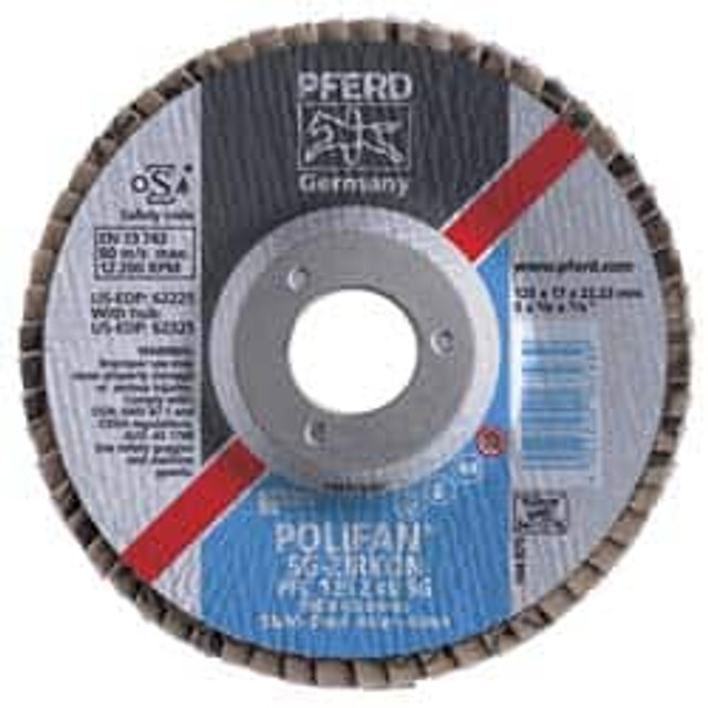 PFERD 62228 Flap Disc: 7/8" Hole, 40 Grit, Zirconia Alumina, Type 29