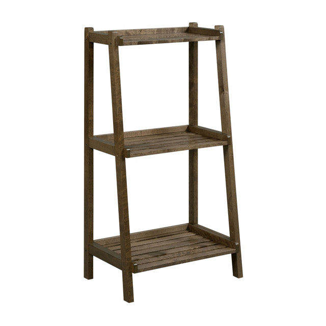 NEW RIDGE, LLC 2027-CHS New Ridge Home Goods Dunnsville 42inH 3-Shelf Leaning Ladder Bookcase, Antique Chestnut