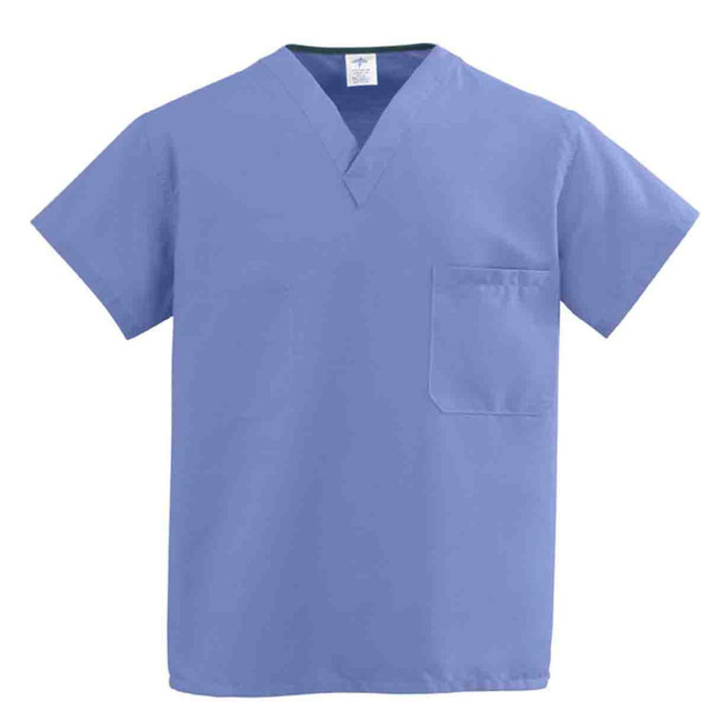 MEDLINE INDUSTRIES, INC. Medline 910JTHS-CM  ComfortEase Unisex 1-Pocket Reversible Scrub Top, Small, Ceil Blue