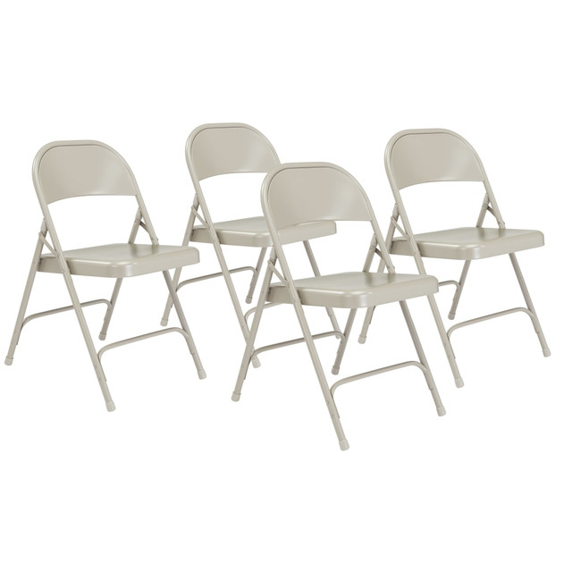 NATIONAL PUBLIC SEATING CORP 52 National Public Seating Series 50 Steel Folding Chairs, Gray, Set Of 4 Chairs