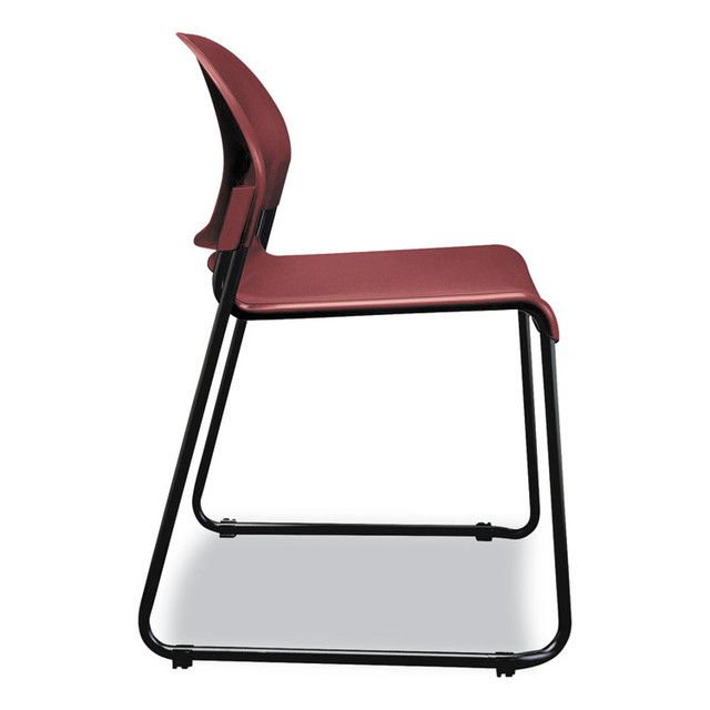 HON COMPANY 4031MBT GuestStacker High Density Chairs, Supports 300 lb, 17.5" Seat Height, Mulberry Seat, Mulberry Back, Black Base, 4/Carton