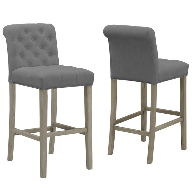 GLAMOUR HOME GHSTL-1298  Aleen Bar Stools, Gray/Antique Wood, Set Of 2 Stools