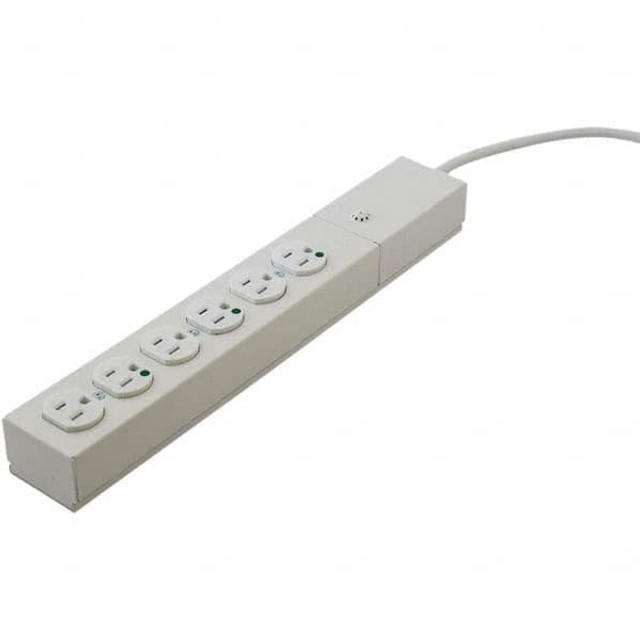 Hubbell Wiring Device-Kellems HBL6MG6 Power Outlet Strips; Amperage: 15 A; Amperage: 15 A; Voltage: 125 V; Protection Type: Surge; Number of Outlets: 6; Mount Type: Direct Plug-In; Number Of Outlets: 6; Mounting Type: Direct Plug-in; Strip Length: 15