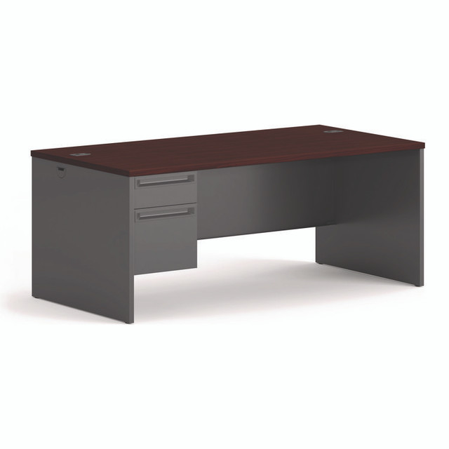 HON COMPANY 38294LNS 38000 Series Left Pedestal Desk, 72" x 36" x 29.5", Mahogany/Charcoal