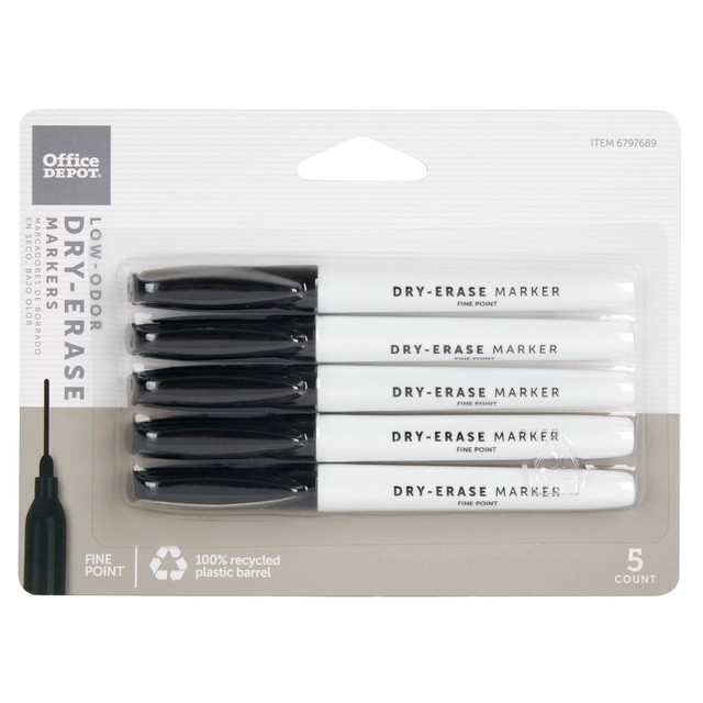 Write comfortably for extended periods of time with these pen-style markers.  Fine point simplifies precise highlighting.  Pen design provides comfort and efficiency.  Pocket clip offers easy transportation.  Designed for use on whiteboards, glass and nonporous surfaces.  Contains Recycled Content - See Specs for Details.