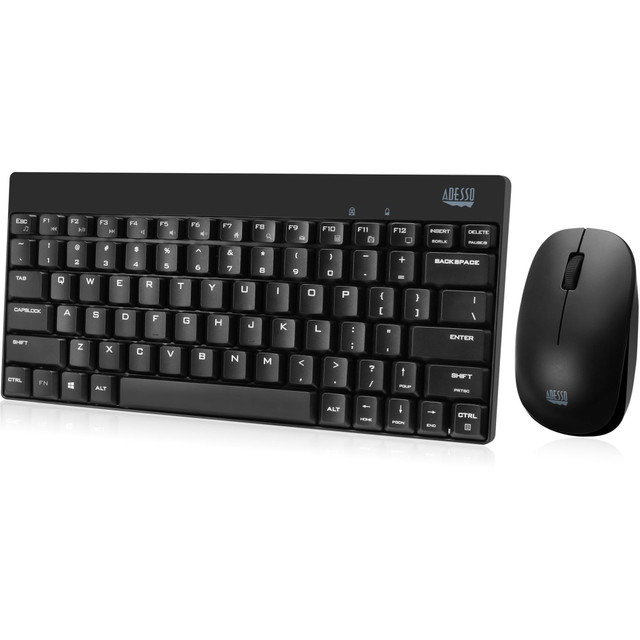 ADESSO INC WKB-1100CB Adesso WKB-1100CB Wireless Spill Resistant Mini Keyboard & Mouse Combo, Black ADESSO INC WKB-1100CB Adesso WKB-1100CB Wireless Spill Resistant Mini Keyboard & Mouse Combo, Black