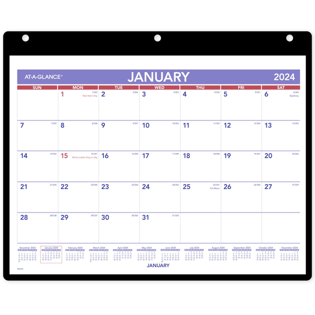 ACCO BRANDS USA, LLC AT-A-GLANCE SK80024 2024 AT-A-GLANCE Monthly Desk/Wall Calendar With Jacket, 11in x 8in, January to December 2024, SK800