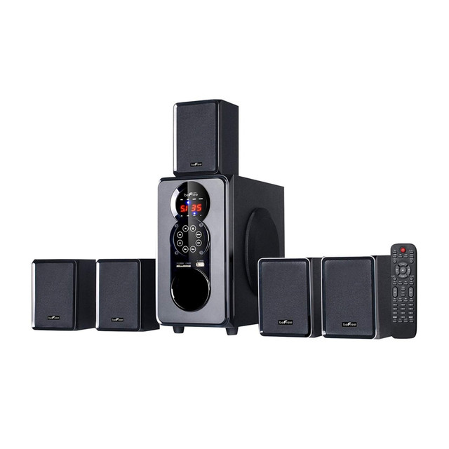 MEGAGOODS, INC. BeFree Sound 99595505M  BFS-455 5.1-Channel Bluetooth Surround Sound Speaker System, 15-1/2inH x 22inW x 11inD, Black, 99595505M