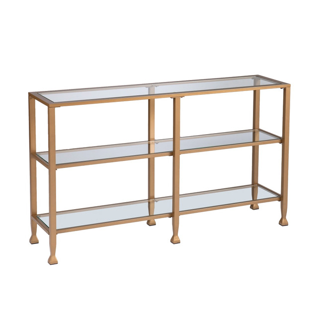 SOUTHERN ENTERPRISES, INC. SEI Furniture CM5771  Jaymes Metal/Glass Console Table, 29-1/4inH x 48-1/2inW x 12-3/4inD, Gold