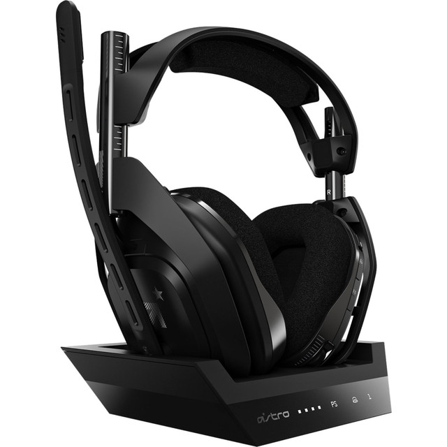 LOGITECH 939-001673 Astro A50 Wireless Headset with Lithium-Ion Battery - Stereo - Wireless - 30 ft - 20 Hz - 20 kHz - Over-the-head - Binaural - Circumaural - Uni-directional, Noise Cancelling Microphone - Noise Canceling - Black