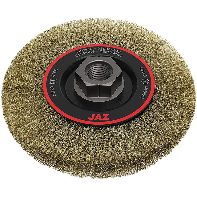 JAZ USA 78022B Wheel Brushes; Mount Type: Arbor Hole ; Wire Type: Knotted Standard Twist ; Outside Diameter (Inch): 4-1/2 ; Face Width (Inch): 1/2 ; Arbor Hole Thread Size: 5/8-11 ; Shank Diameter (Inch): 1/4