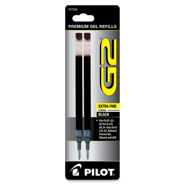 PILOT CORPORATION OF AMERICA 77232 Pilot G2 Gel Refill, Extra Fine Point, 0.5mm, Black Ink, Pack of 2 Refills