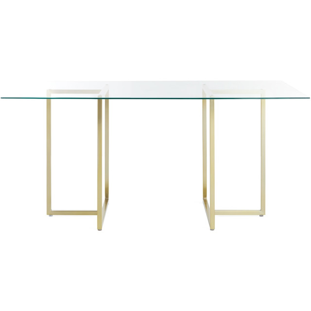 EURO STYLE, INC. Eurostyle 72948MBG-KIT  Legend Rectangle Dining Table, 30inH x 48inW x 29inD, Brushed Matte Gold/Clear