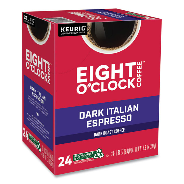 KEURIG DR PEPPER Eight O'Clock 6408 Dark Italian Espresso Coffee K-Cups, 24/Box