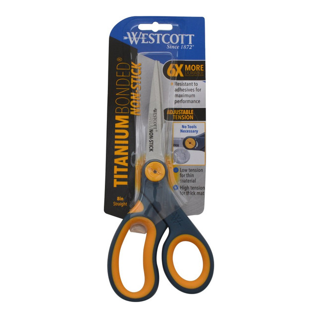 ACME UNITED CORPORATION 14849 Westcott Titanium Bonded Non-Stick Scissors, 8in, Straight, Gray/Yellow ACME UNITED CORPORATION 14849 Westcott Titanium Bonded Non-Stick Scissors, 8in, Straight, Gray/Yellow