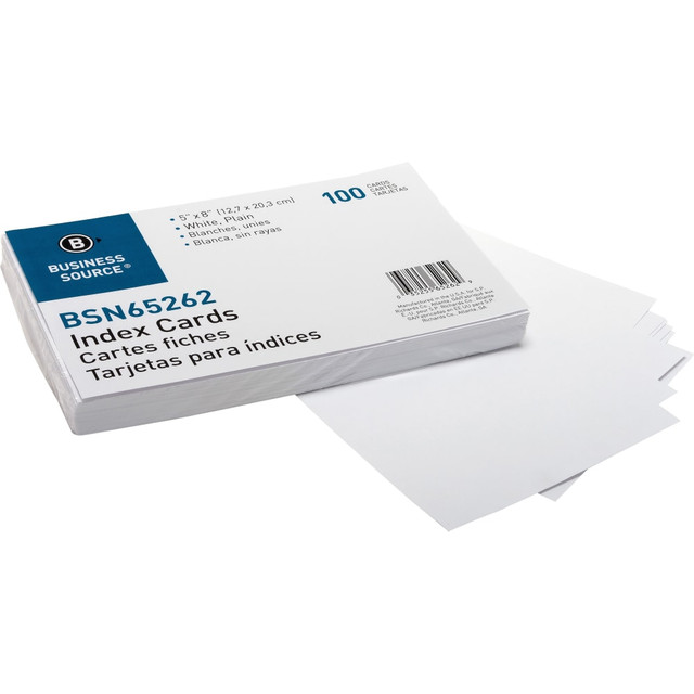 SP RICHARDS Business Source 65262  Plain Index Cards - 8in Width x 5in Length - 100 / Pack