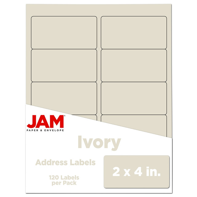 JAM PAPER AND ENVELOPE JAM Paper 17966070  Mailing Address Labels, Rectangle, 2in x 4in, Ivory, Pack Of 120