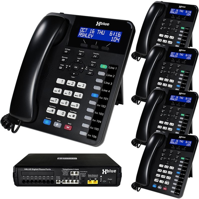 Great for small businesses with 2 to 16 employees, this office telephone system helps you communicate with clients and customers effectively. The phone system for small businesses comes with 5 XD10 phones that offer 10 user-programmable buttons and Caller ID. The small office phone system uses your existing analog landline, so you wonT need to connect to the Internet.  Uses your companys standard analog landline, meaning no Internet is required and you can keep existing lines and numbers.  System offers Caller ID logs, a call log with selective redial, day/night ringing selection and greeting recording and phone book operation.  XD10 phones offer Caller ID display and allow you to place and retrieve calls from hold with the push of a button. Speakerphone function allows hands-free conversing.  10 user-programmable buttons let you tailor the system to your needs.  Answer-Back feature lets you reply to intercom calls without needing to grab a handset.  Comes with Auto Attendant to provide live or backup call answering during busy periods, Voice Mailboxes for each user, Call Forwarding to mobile devices and more.  System capacity is up to 16 XD10 phones (5 included) and 6 telephone company lines.  Backed by the manufacturers 1-year limited warranty.  Black fits into virtually all work environments.