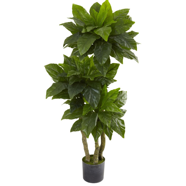 NEARLY NATURAL INC. 5391 Nearly Natural 5ftH Polyester Bird Nest Fern Tree With Pot, Green