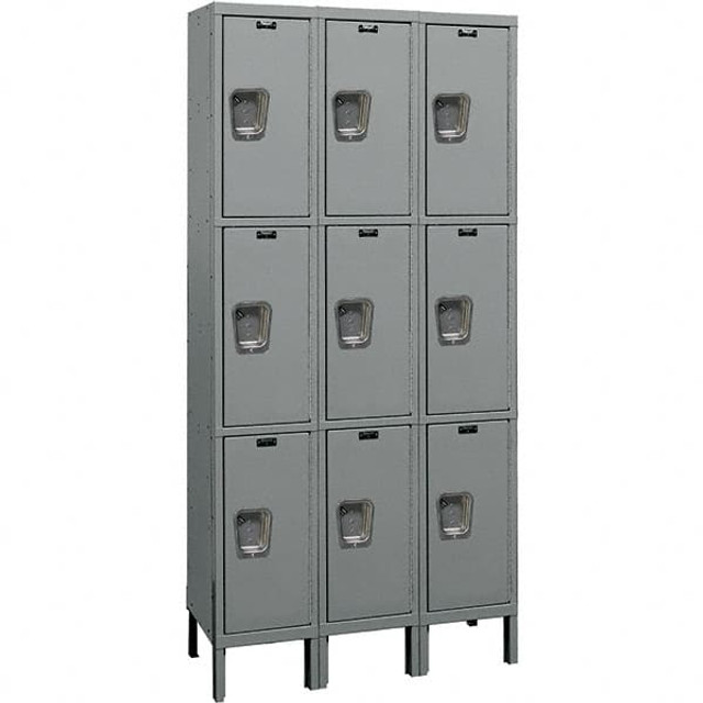 Hallowell UY3288-3HG 3-Wide Locker: 12" Wide, 78" High, Padlock