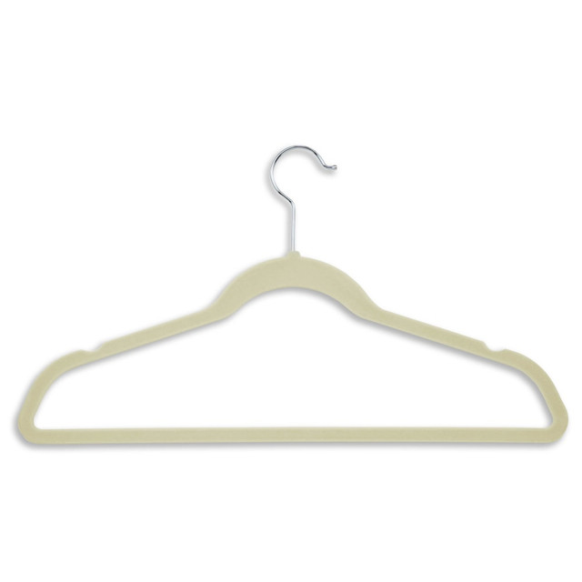 HONEY-CAN-DO INTERNATIONAL, LLC Honey Can Do HNG-01051 Honey-Can-Do Velvet-Touch Suit Hangers, 9 1/2inH x 1/4inW x 17 3/4inD, Ivory, Pack Of 20